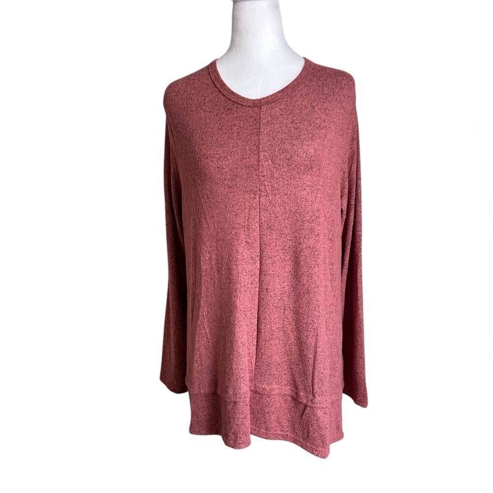 NWT Coin 1804 Sz 2X Women’s Pink Marble Long Sleeve Soft Back Button Blouse Top!